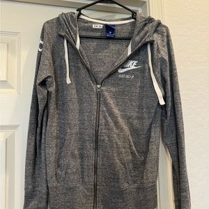 Nike Hoodie Women's Small Gray Long Sleeve Sweatshirt Full Zip